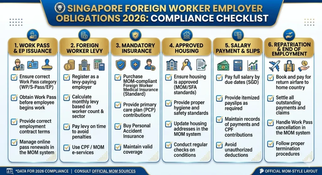 Singapore employer legal obligations checklist for foreign worker hiring 2026 EFMA